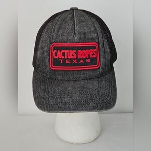 Hooey Cactus Ropes Texas Flexfit Hat Cap Size S/M Black Gray Fitted Trucker Mesh